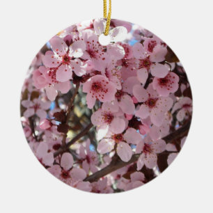 Pink Blossoms on Ornamental Flowering Tree Ceramic Tree Decoration