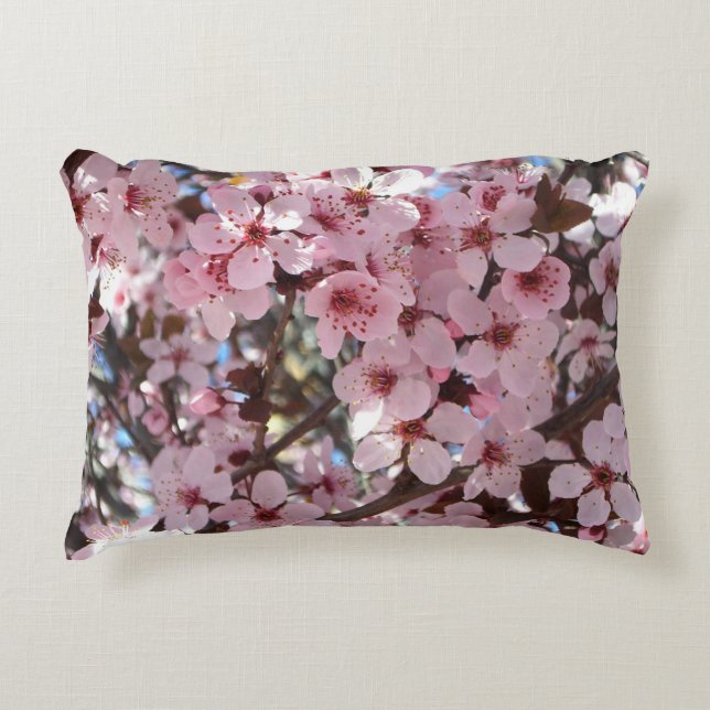 Pink Blossoms on Ornamental Flowering Tree Decorative Cushion (Front)