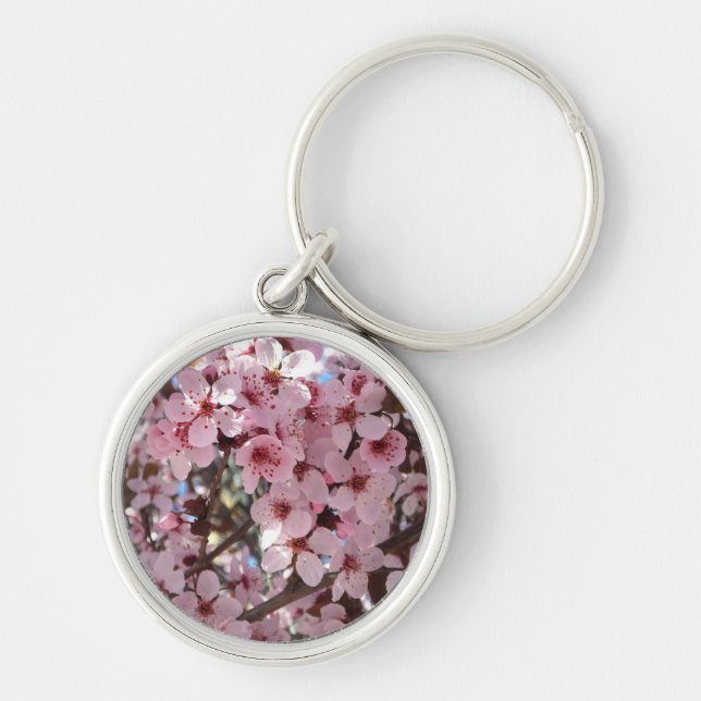 Pink Blossoms on Ornamental Flowering Tree Key Ring (Front)