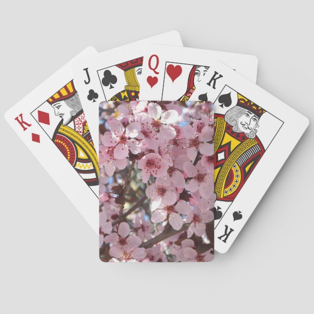 Pink Blossoms on Ornamental Flowering Tree Playing Cards (Back)