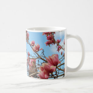 Pink blossoms on Tree Branch with Birds Nest Coffee Mug