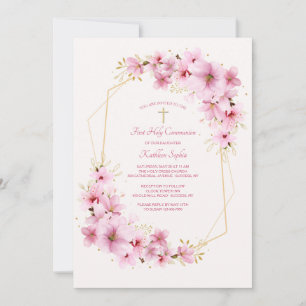 Pink Blossoms Religious  Invitation