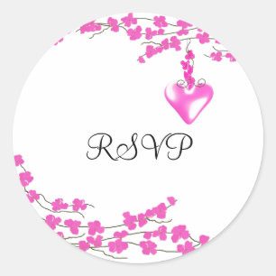 Pink Blossoms RSVP Classic Round Sticker
