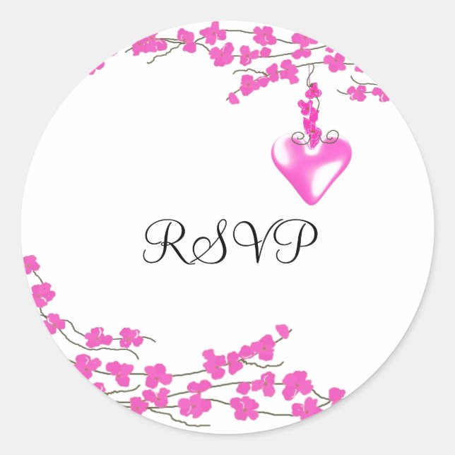 Pink Blossoms RSVP Classic Round Sticker (Front)
