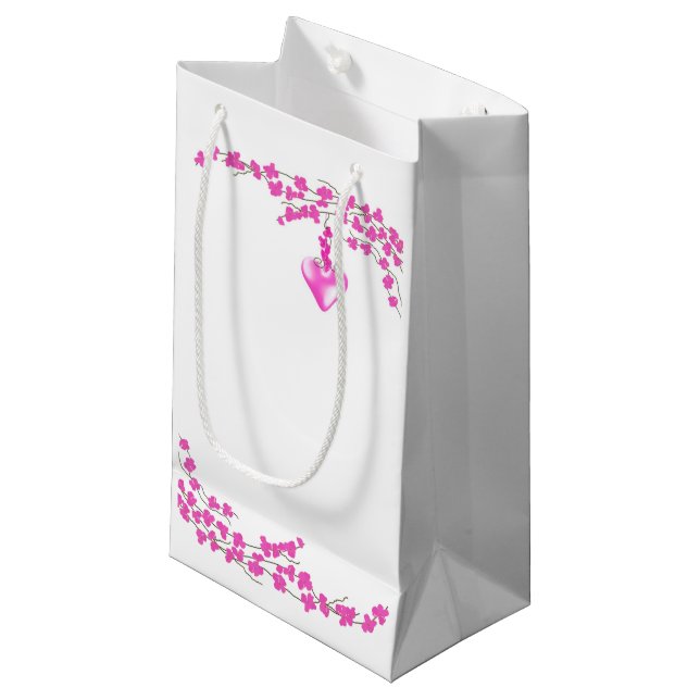 Pink Blossoms Small Gift Bag (Front Angled)