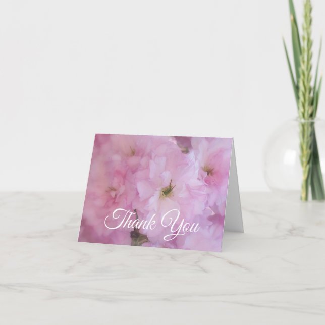 Pink Blossoms Thank You Note Cards (Front)