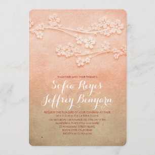 Pink blossoms wedding invites
