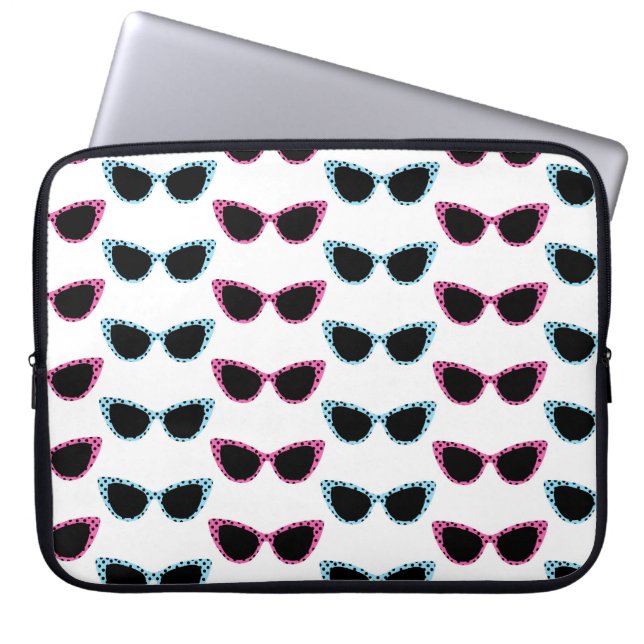 PINK & BLUE 50'S STYLE CATS EYE SUNGLASSES LAPTOP SLEEVE (Front)