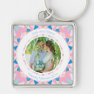 Pink Blue 5th Wedding Anniversary Keepsake Gift Key Ring