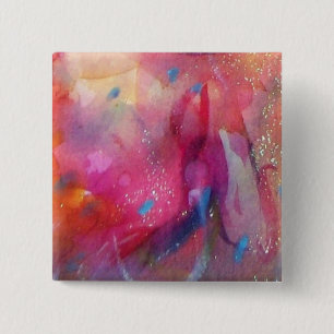 PINK BLUE ABSTRACT 15 CM SQUARE BADGE