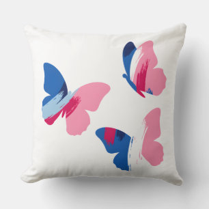 Pink Blue Abstract Butterfly Art Cushion