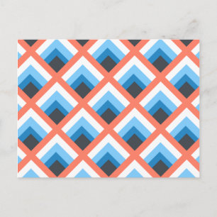 Pink Blue Abstract Geometric Designs Colour Postcard