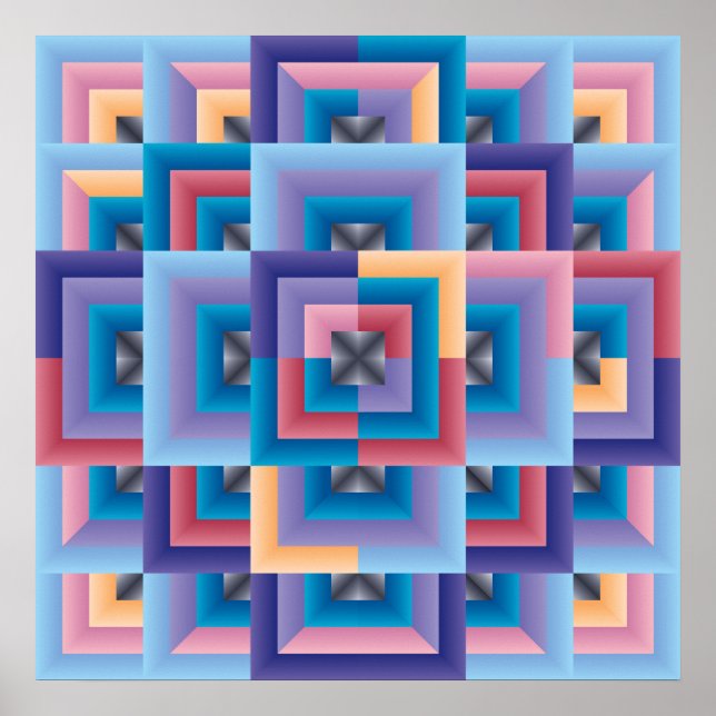 Pink Blue Abstract Poster (Front)