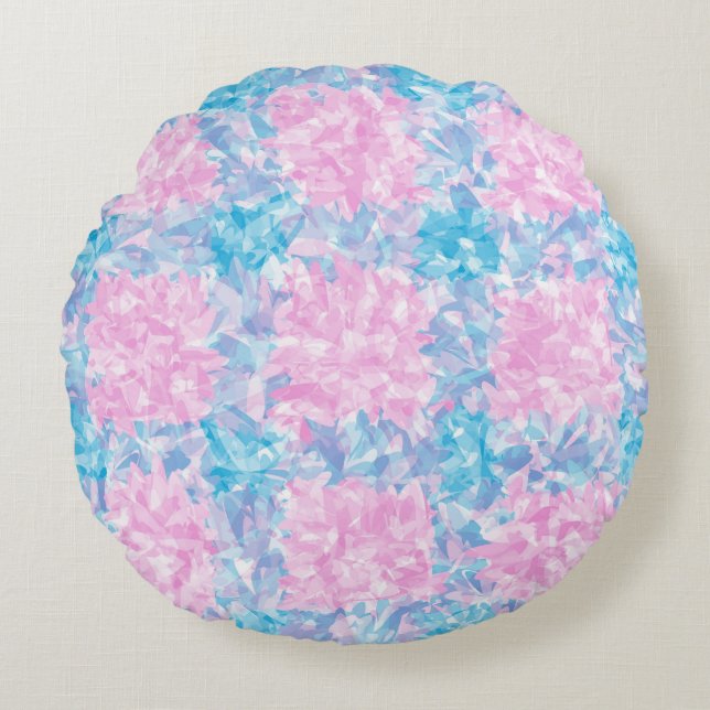 Pink Blue Abstract Seamless Pattern Round Cushion (Front)