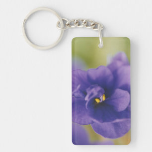 Pink & Blue African Violets Flowers  Key Ring