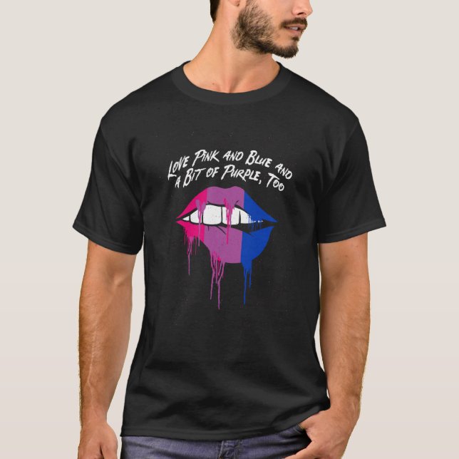 Pink Blue and a Bit of Purple Bisexual LGBTQ Bi Pr T-Shirt (Front)