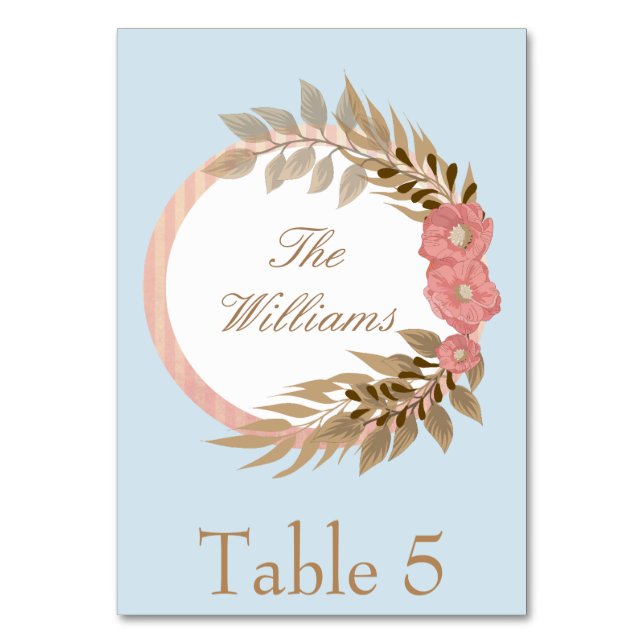 Pink Blue and Brown Table Number (Front)