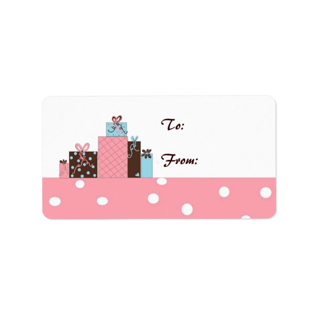 Pink, Blue and Chocolate Brown Packages Label (Front)