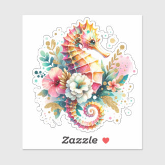 Pink, Blue and Gold Coastal Seahorse Beachy