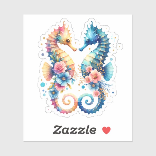 Pink, Blue and Gold Coastal Seahorse Beachy (Sheet)