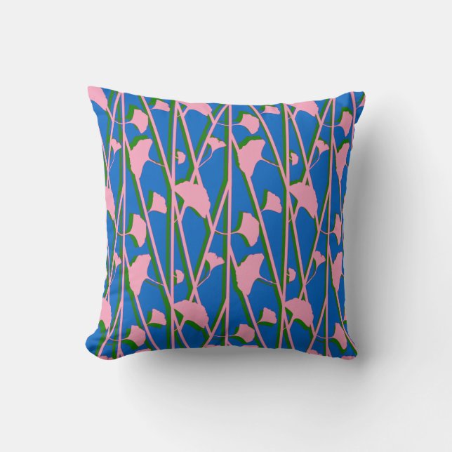 Pink Blue and Green Floral Pillow (Front)