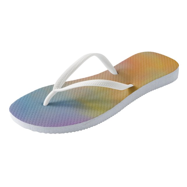 Pink Blue and Green Marble Clouds Flip Flops (Angled)