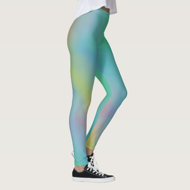 Pink Blue and Green Marble Clouds Leggings (Right)