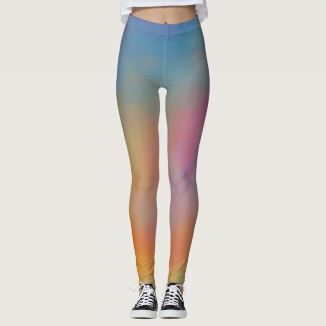 Pink Blue and Green Marble Clouds Leggings (Front)