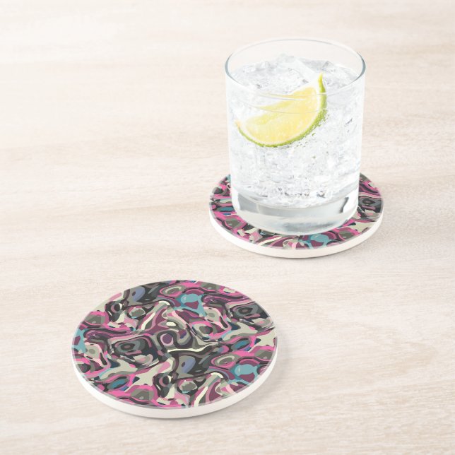 pink blue and grey swirls coaster (Side)