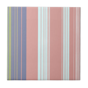 Pink, blue and olive vertical stripes. tile