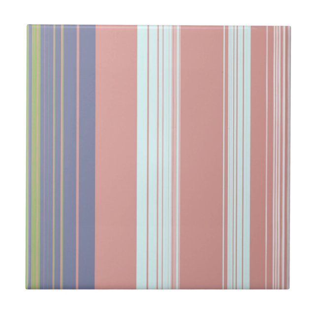 Pink, blue and olive vertical stripes. tile (Front)