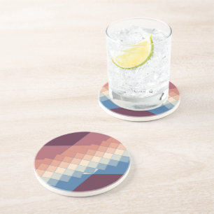 Pink blue and orange geometric coaster