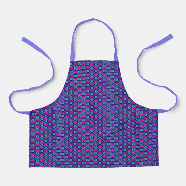 Pink, blue and purple colour pattern apron (Front)