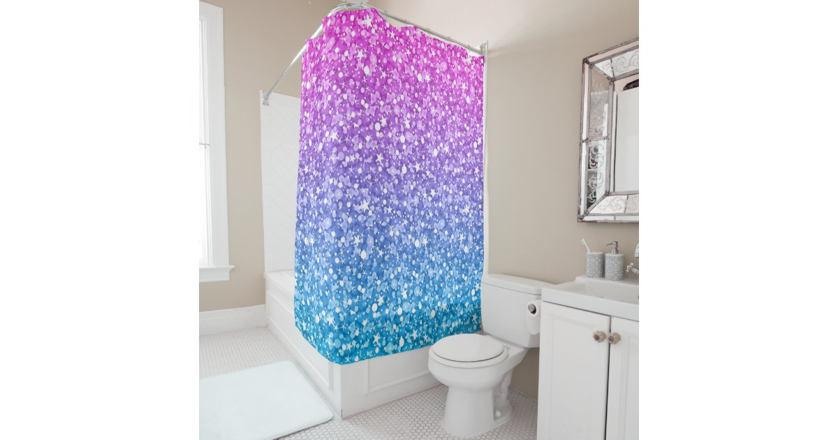 Pink Blue And Purple Glitter Shower Curtain Zazzle Co Uk