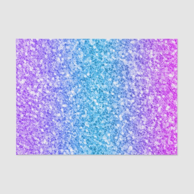 Pink, blue and purple gradient glitter texture tissue paper (Front)