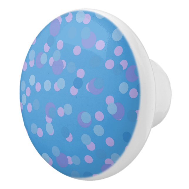 pink blue and purple polka dot clusters ceramic knob (Right)