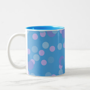 pink blue and purple polka dot clusters Two-Tone coffee mug
