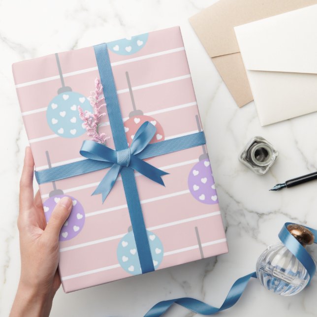 Pink Blue and Purple Polka Dot Hearts Wrapping Paper (Gifting)