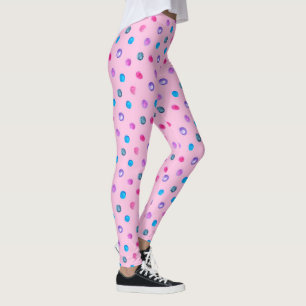 Pink, Blue and Purple Polka Dot Leggings
