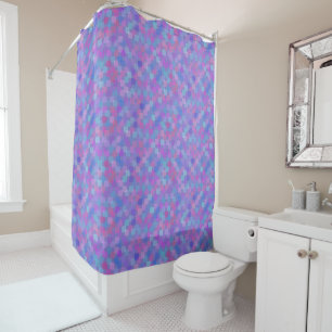 Pink, Blue and Purple Squares Shower Curtain