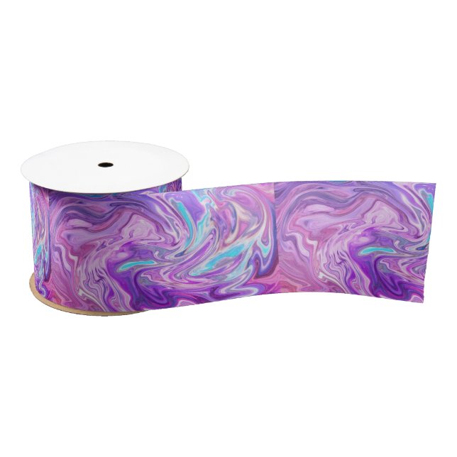 pink blue and purple swirls ribbon satin ribbon (Spool)
