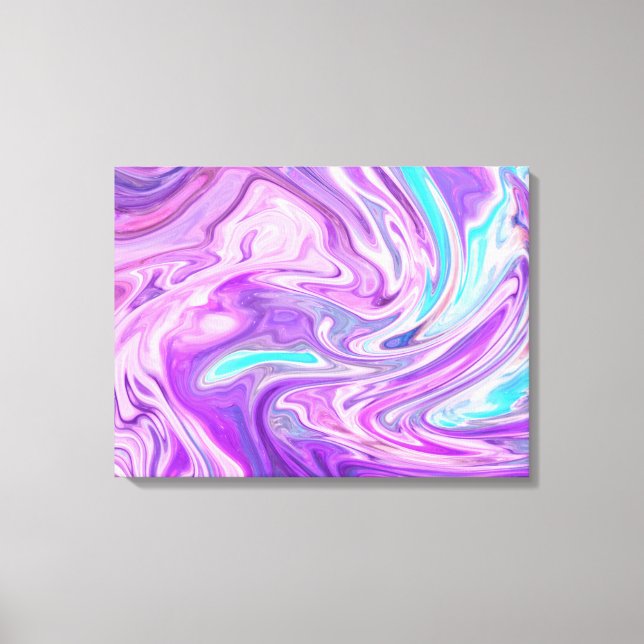 pink blue and purple swirls wrapped canvas (Front)