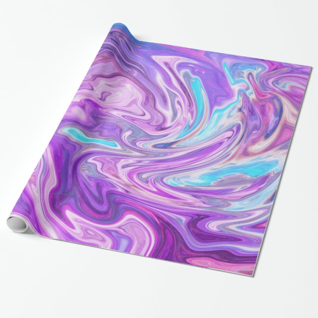 pink blue and purple swirls wrapping paper (Unrolled)