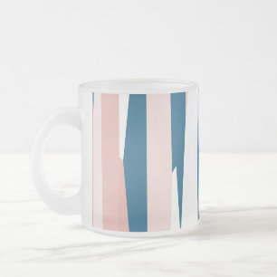 Pink Blue and White Abstract Frosted Glass Coffee Mug