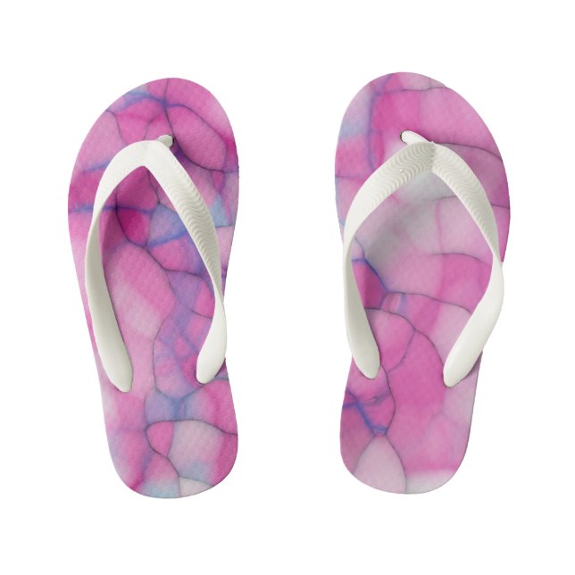 Pink Blue and White Abstract   Kid's Flip Flops (Footbed)