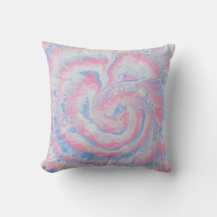 PINK BLUE AND WHITE ABSTRACT PAINTING CUSHION