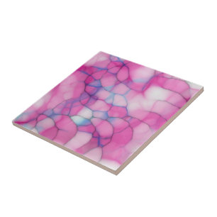 Pink Blue and White Abstract Tile
