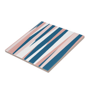 Pink Blue and White Abstract Tile