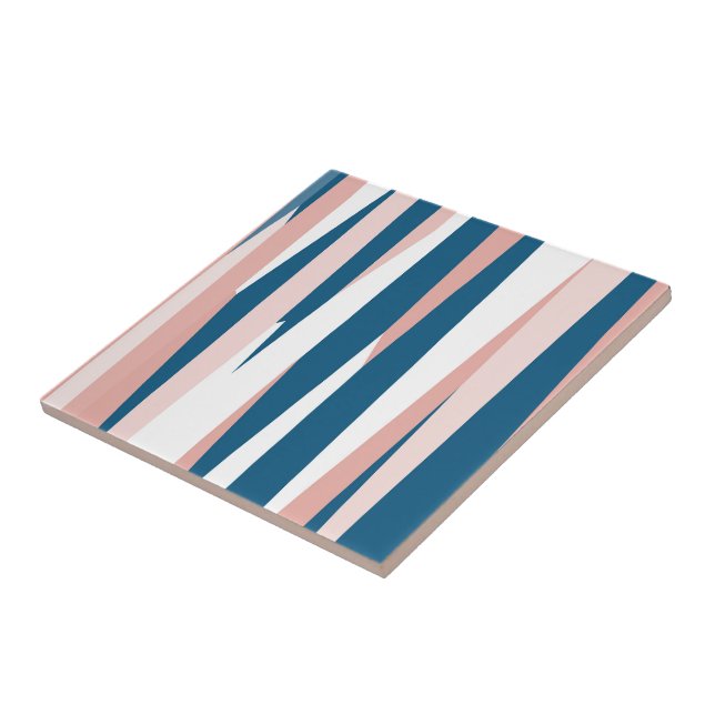 Pink Blue and White Abstract   Tile (Side)