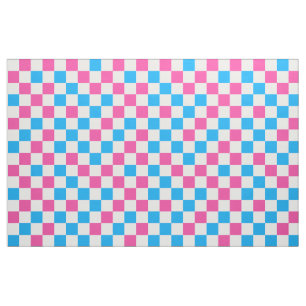 Pink Blue And White Chequered Pattern Fabric
